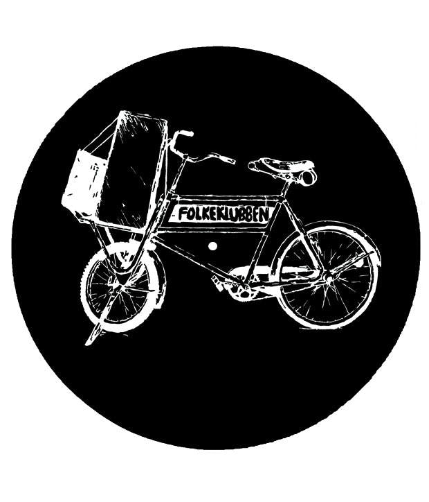 Sort slipmat med hvidt Folkeklubben cykel logo i hvid