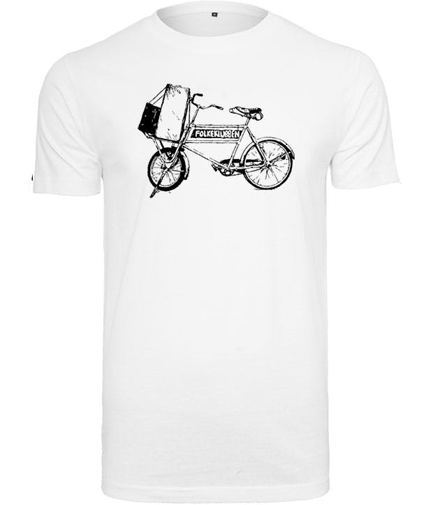 Folkeklubben hvid t-shirt med cykel med logo