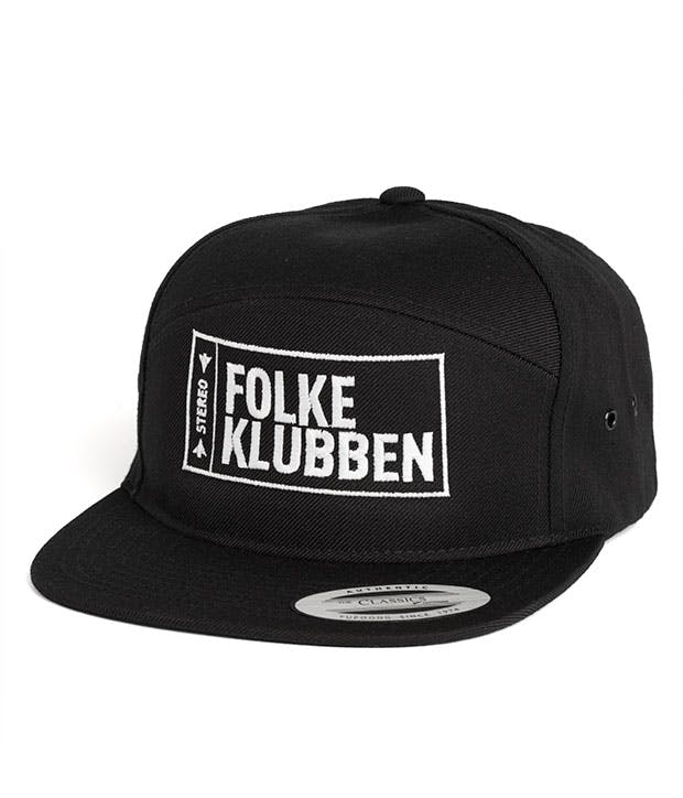 Sort Folkeklubben cap med hvidt logo